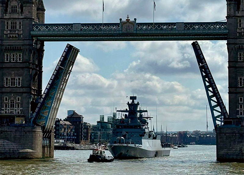 German Warship Sails Through London Playing Darth Vader Song0