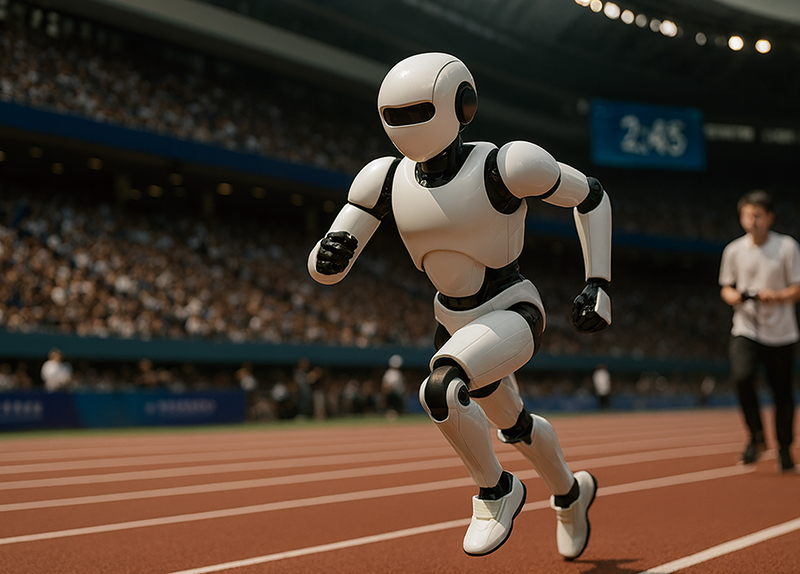 Humanoid Robots Race at Beijing Robot Olympics0